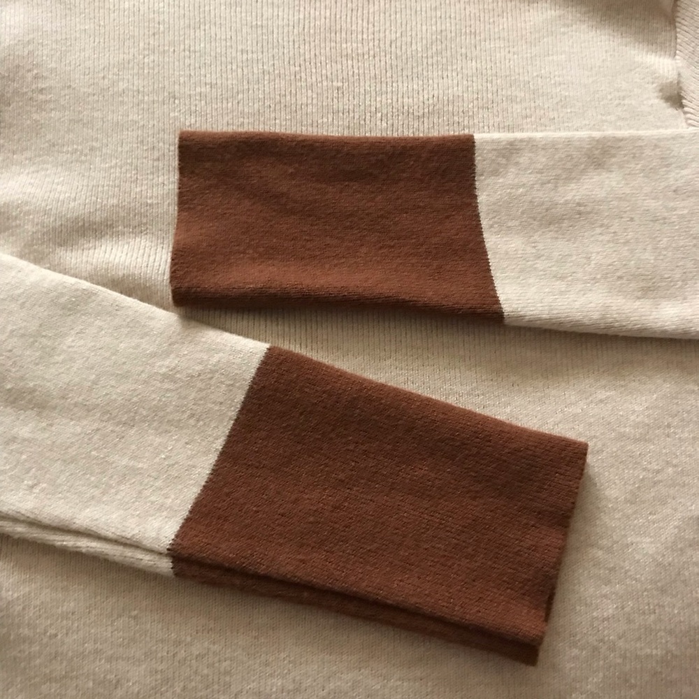 Beige Knit Top with Color Block Sleeves - Picture 6 of 6